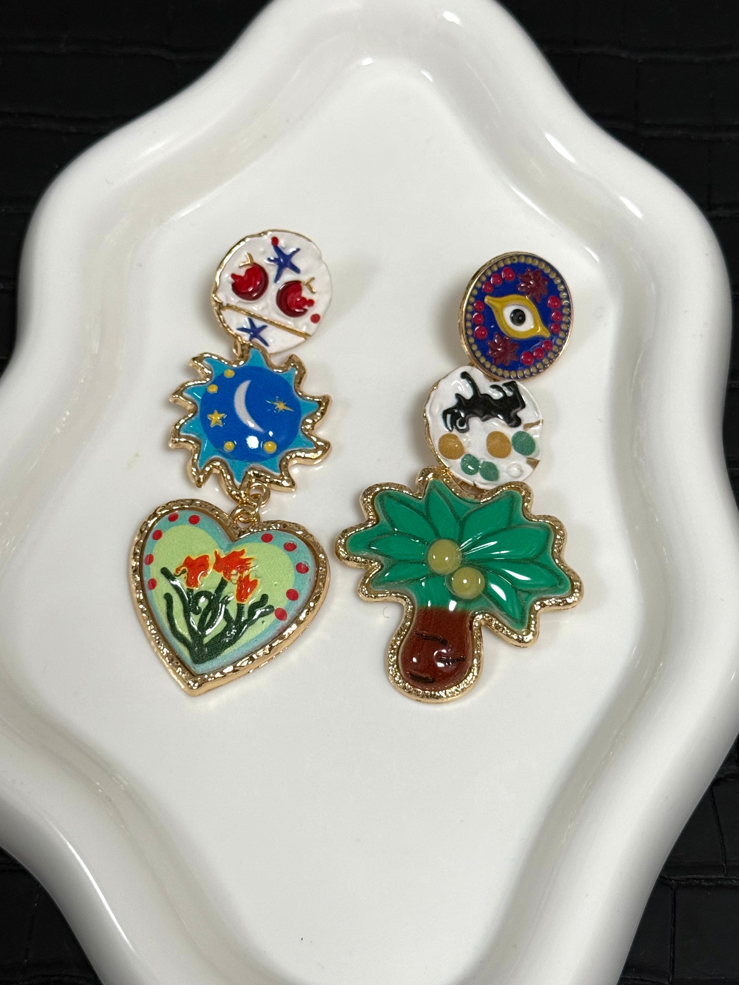 Colorful Charm Drop Earrings