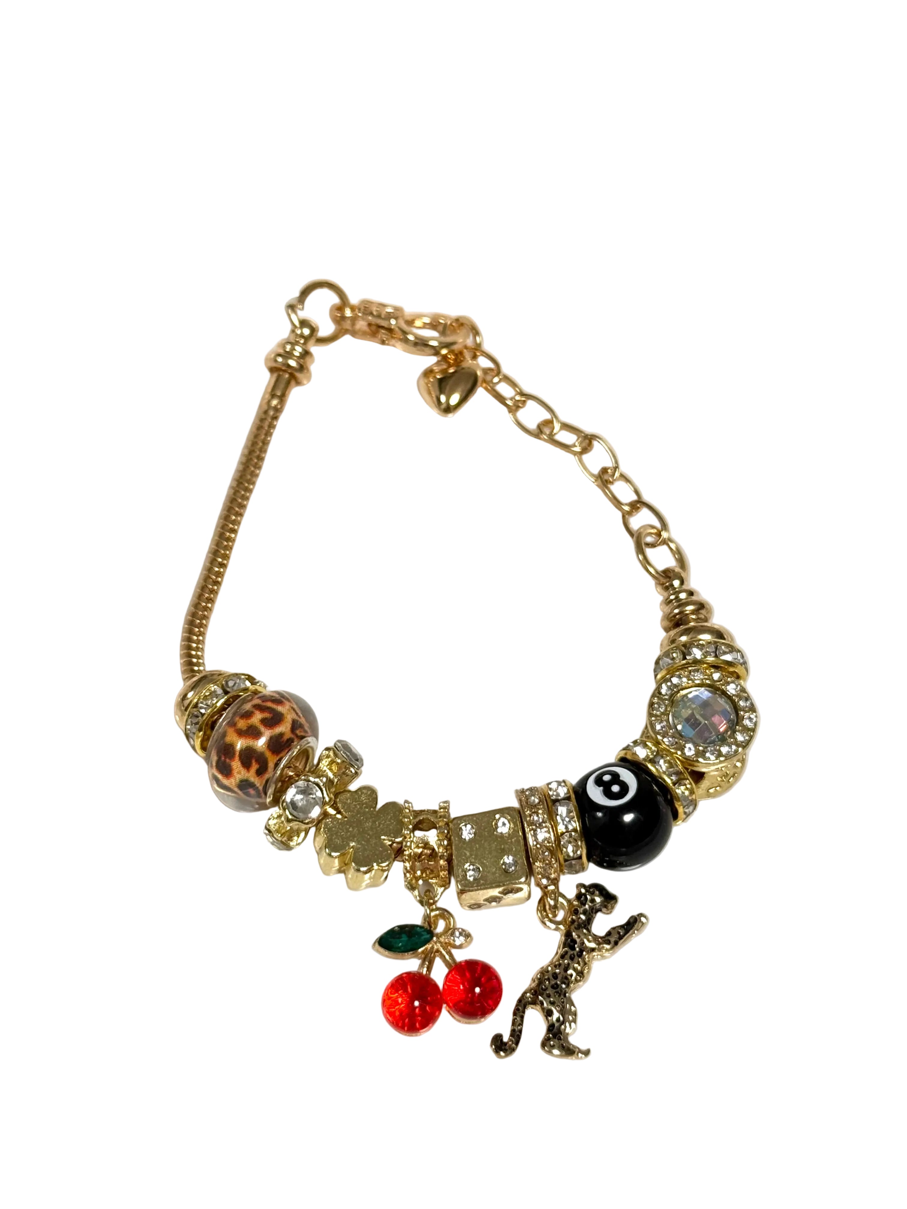 Leopard Cherry Charm Bracelet
