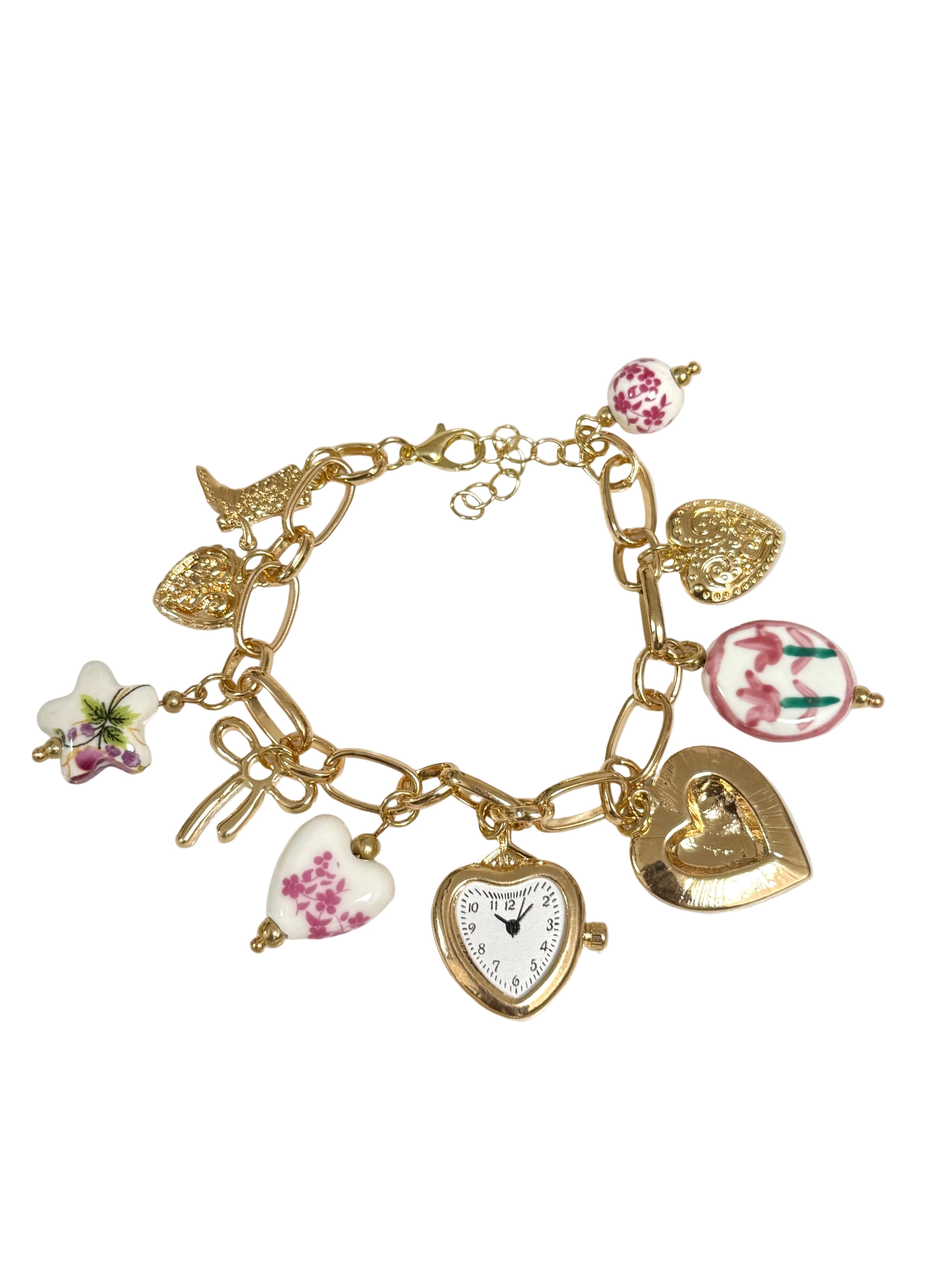 Vintage Heart Charm Bracelet