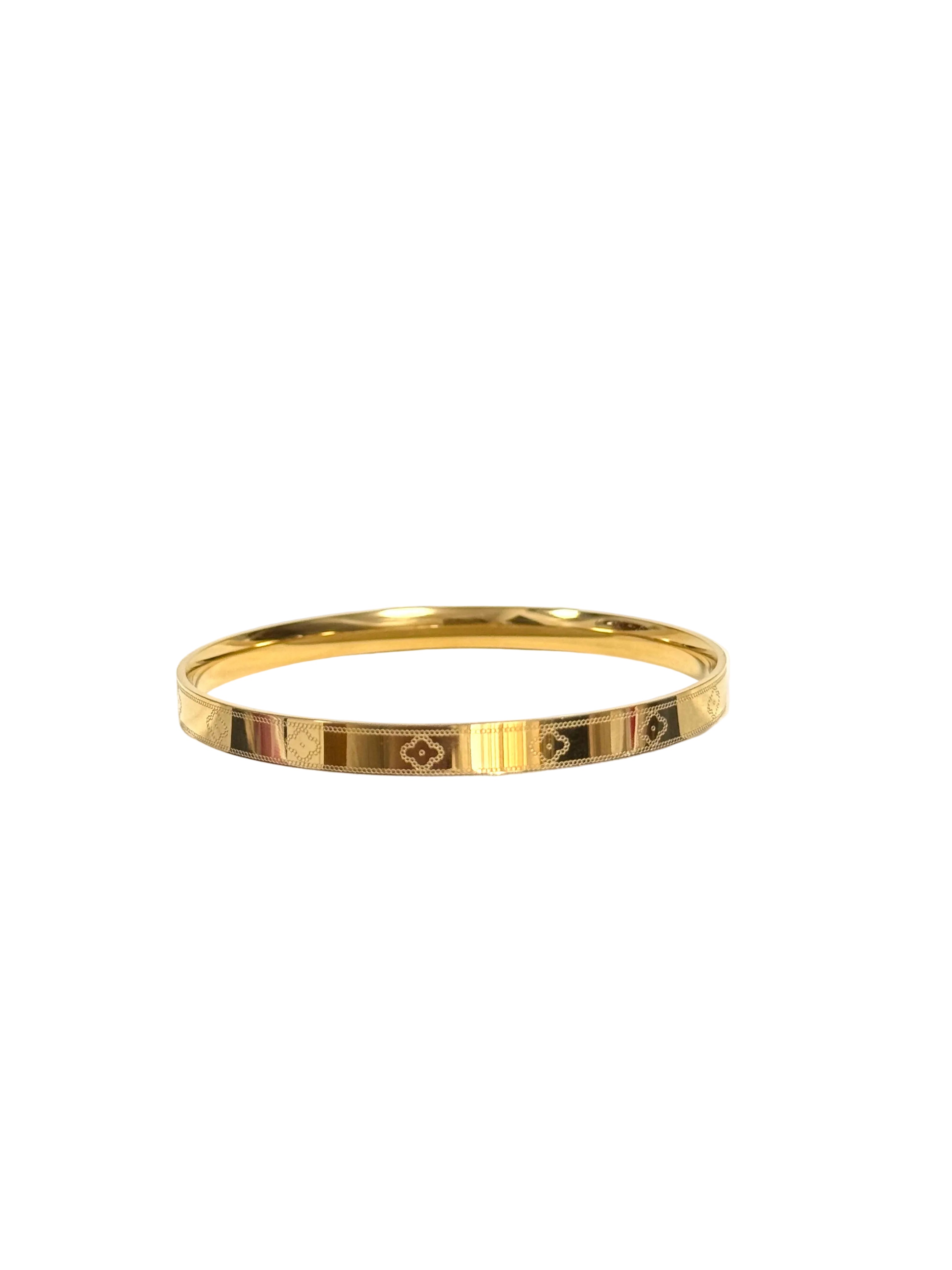 Gold Lucky Clover Bangle