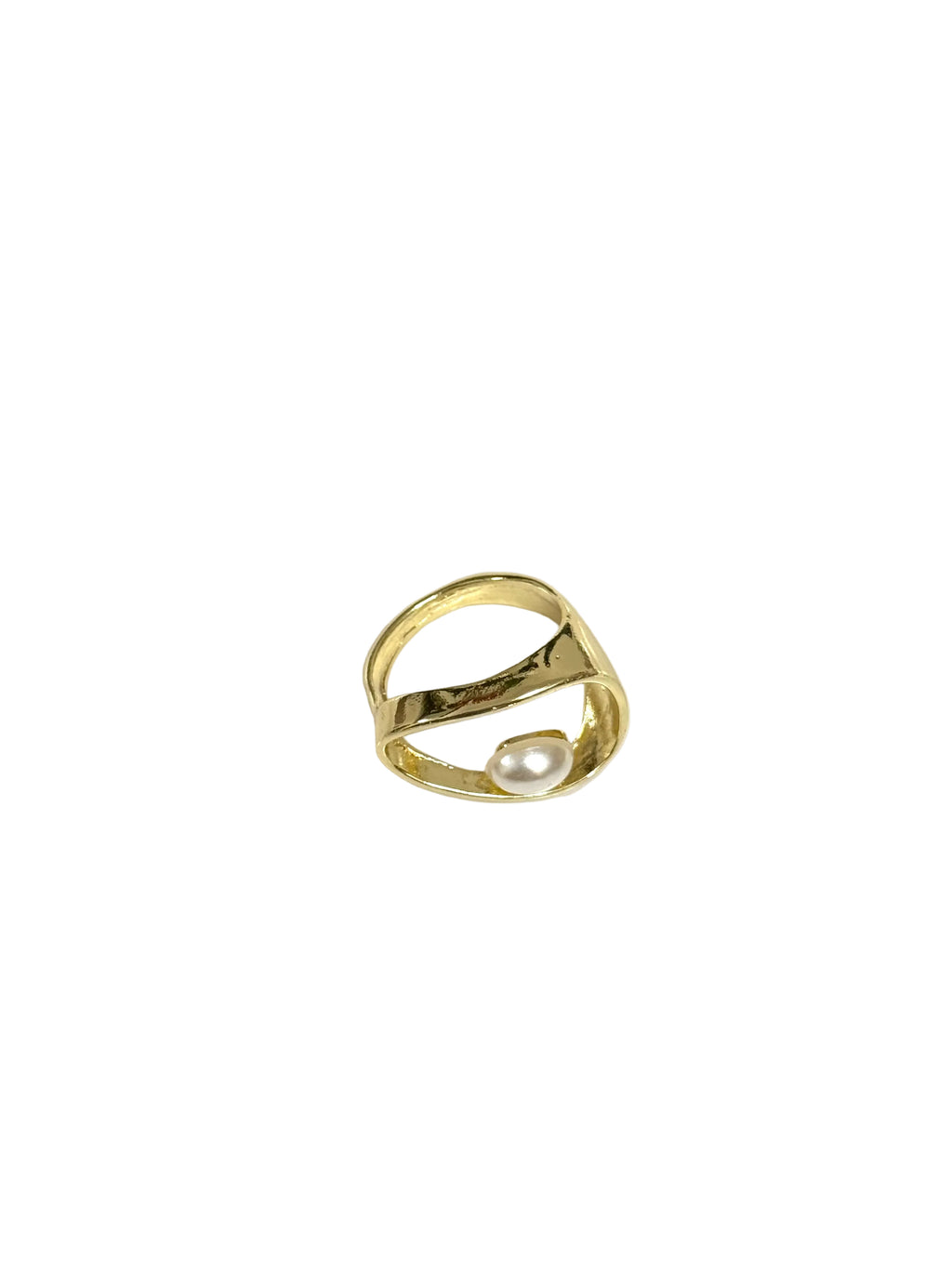 Gold Pearl Open Ring