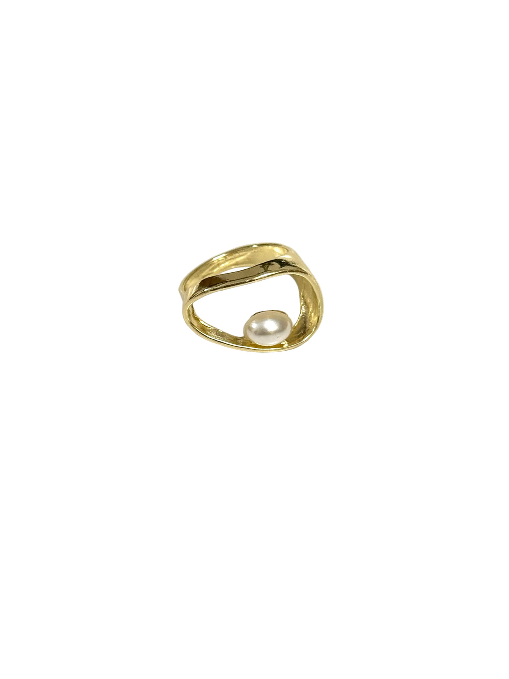 Gold Pearl Open Ring