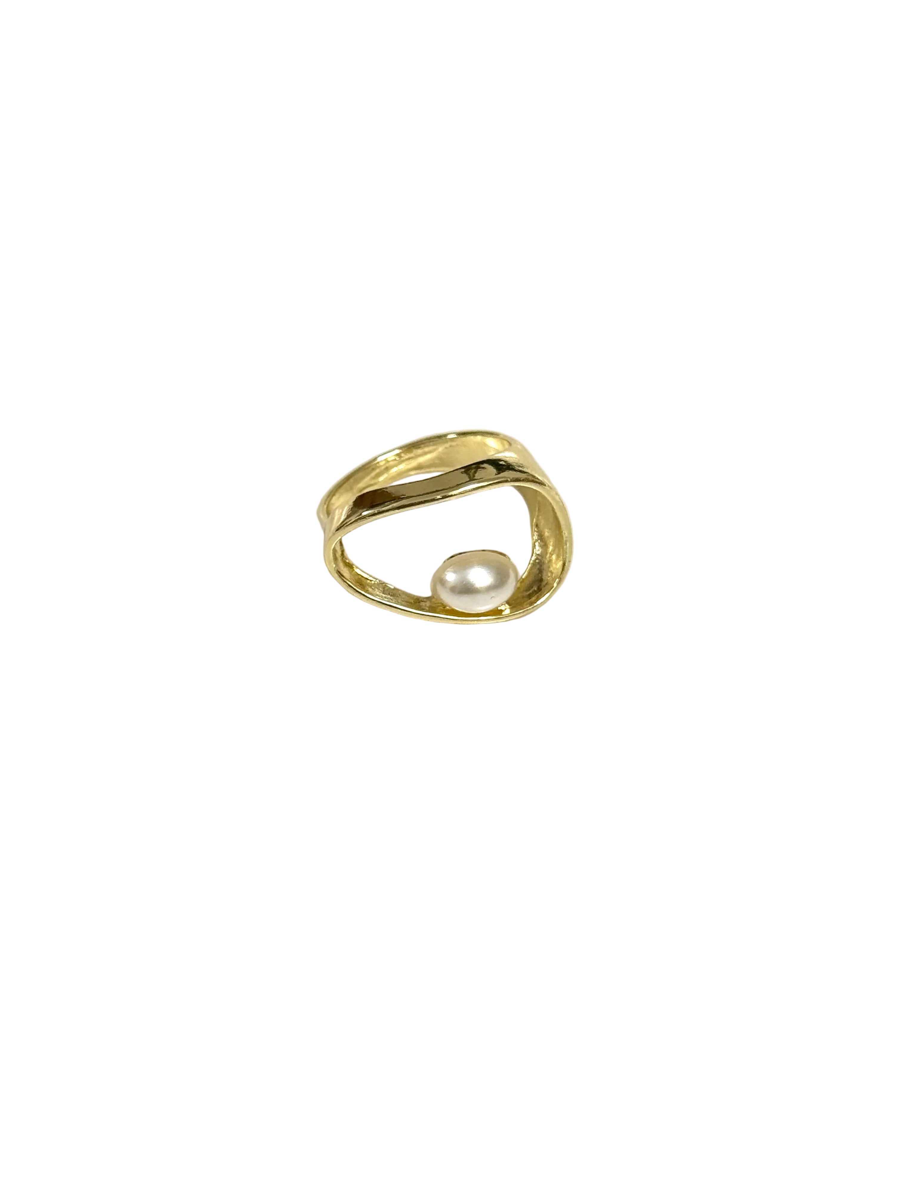 Gold Pearl Open Ring