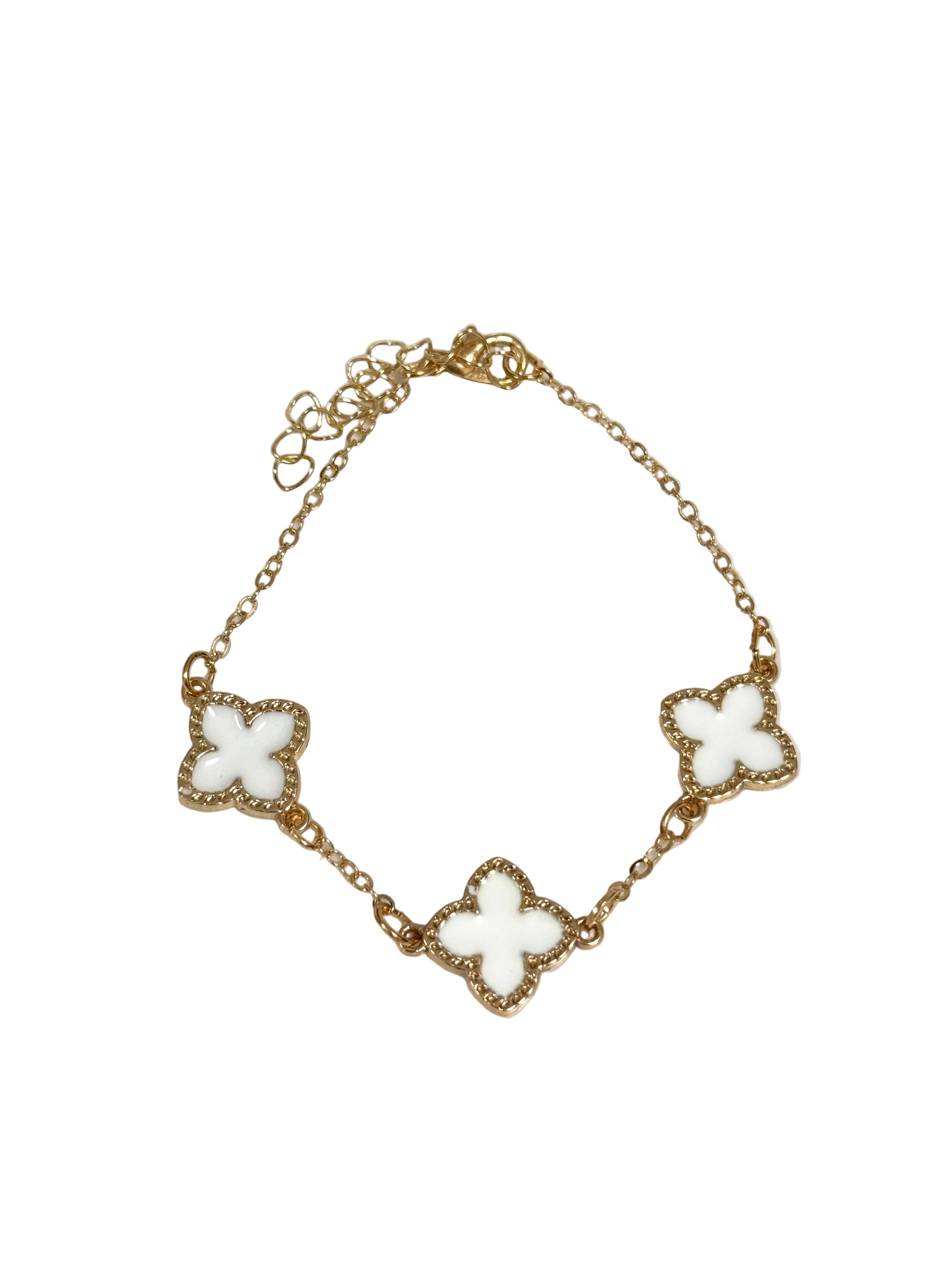 White Clover Gold Bracelet