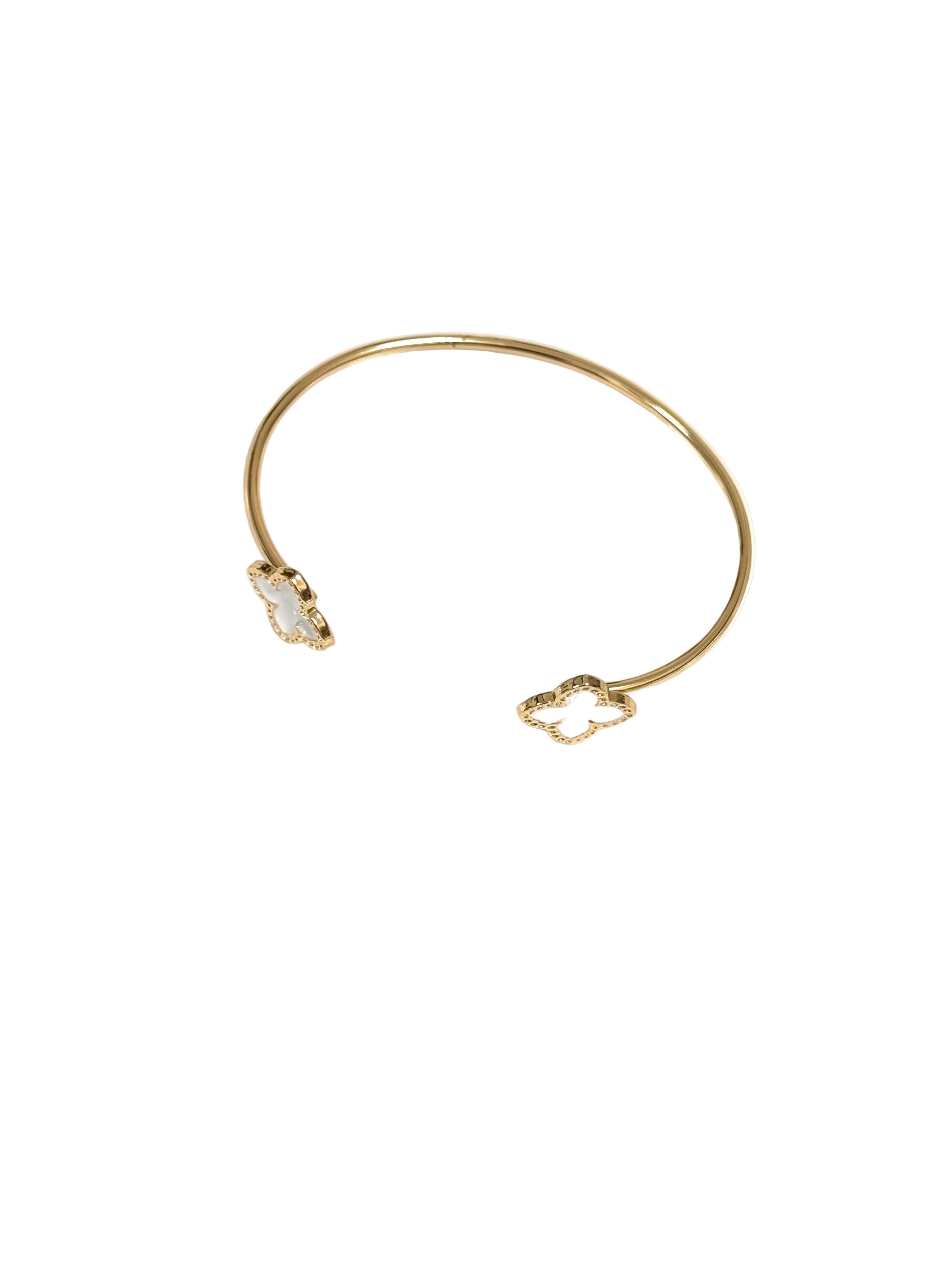 Elegant Gold Clover Open Bangle