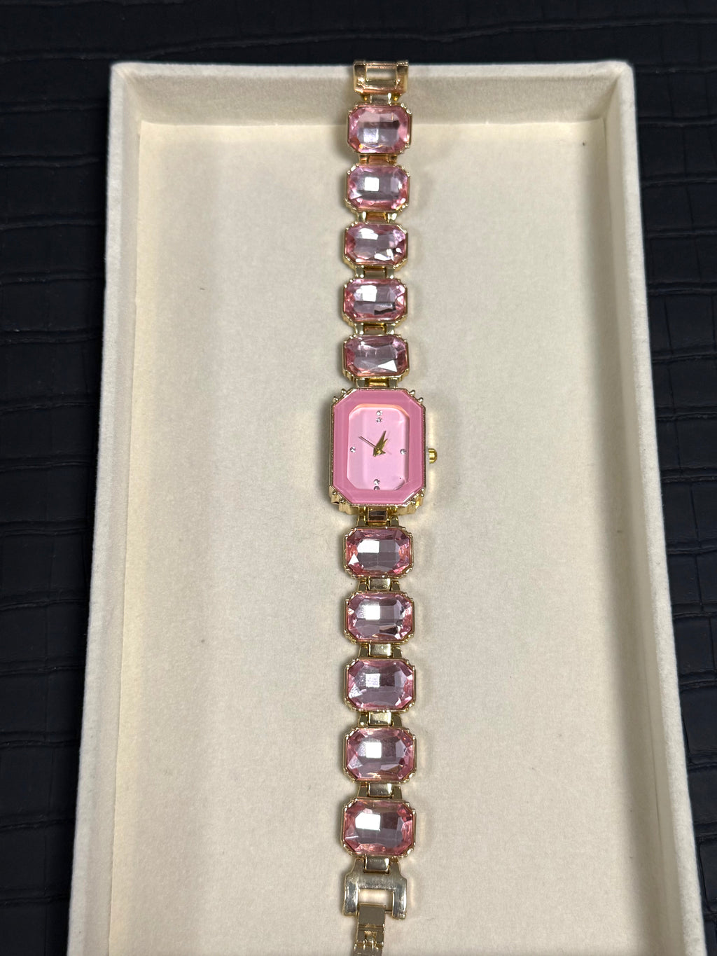 Pink Crystal Bracelet Watch