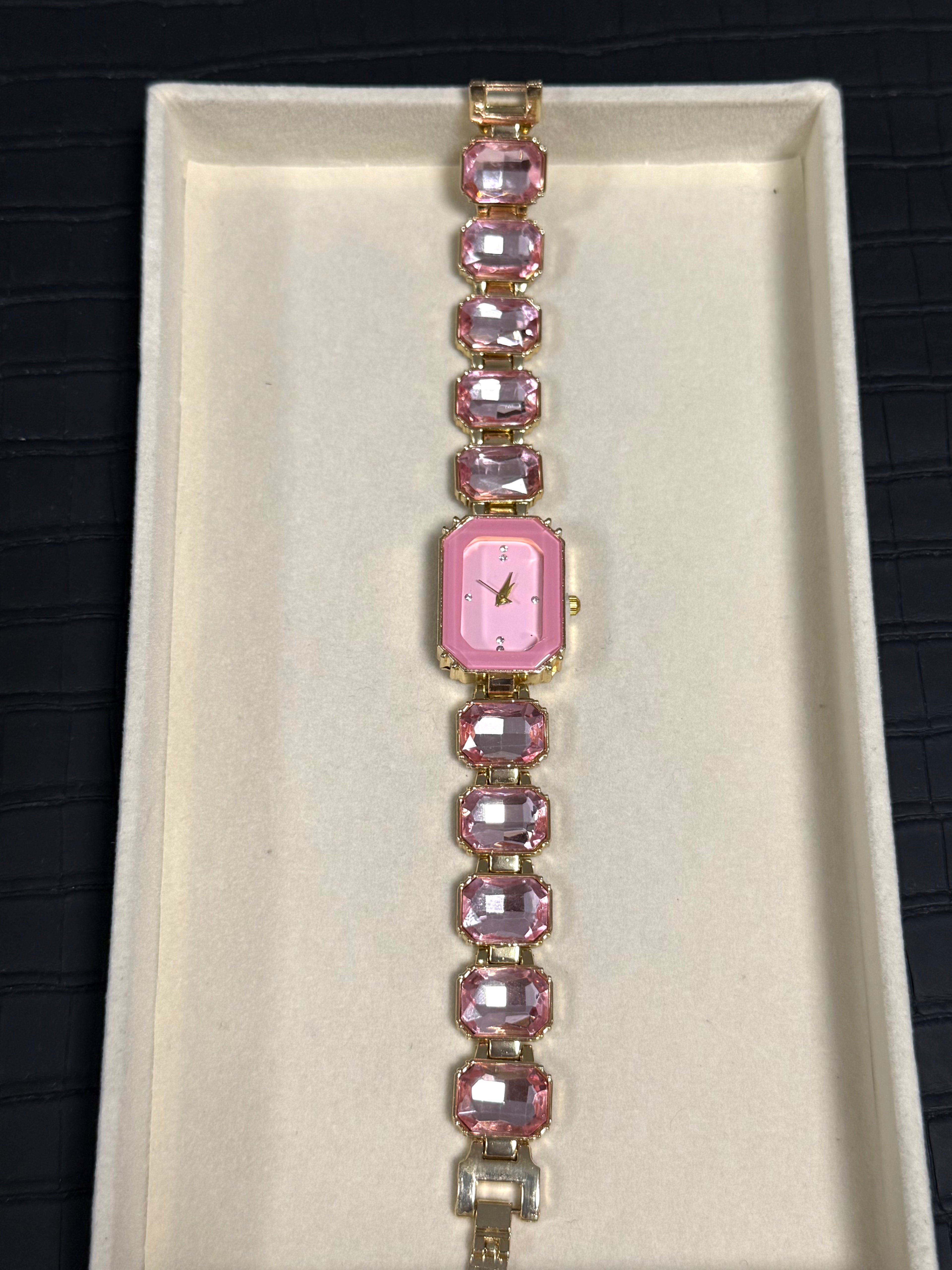 Pink Crystal Bracelet Watch
