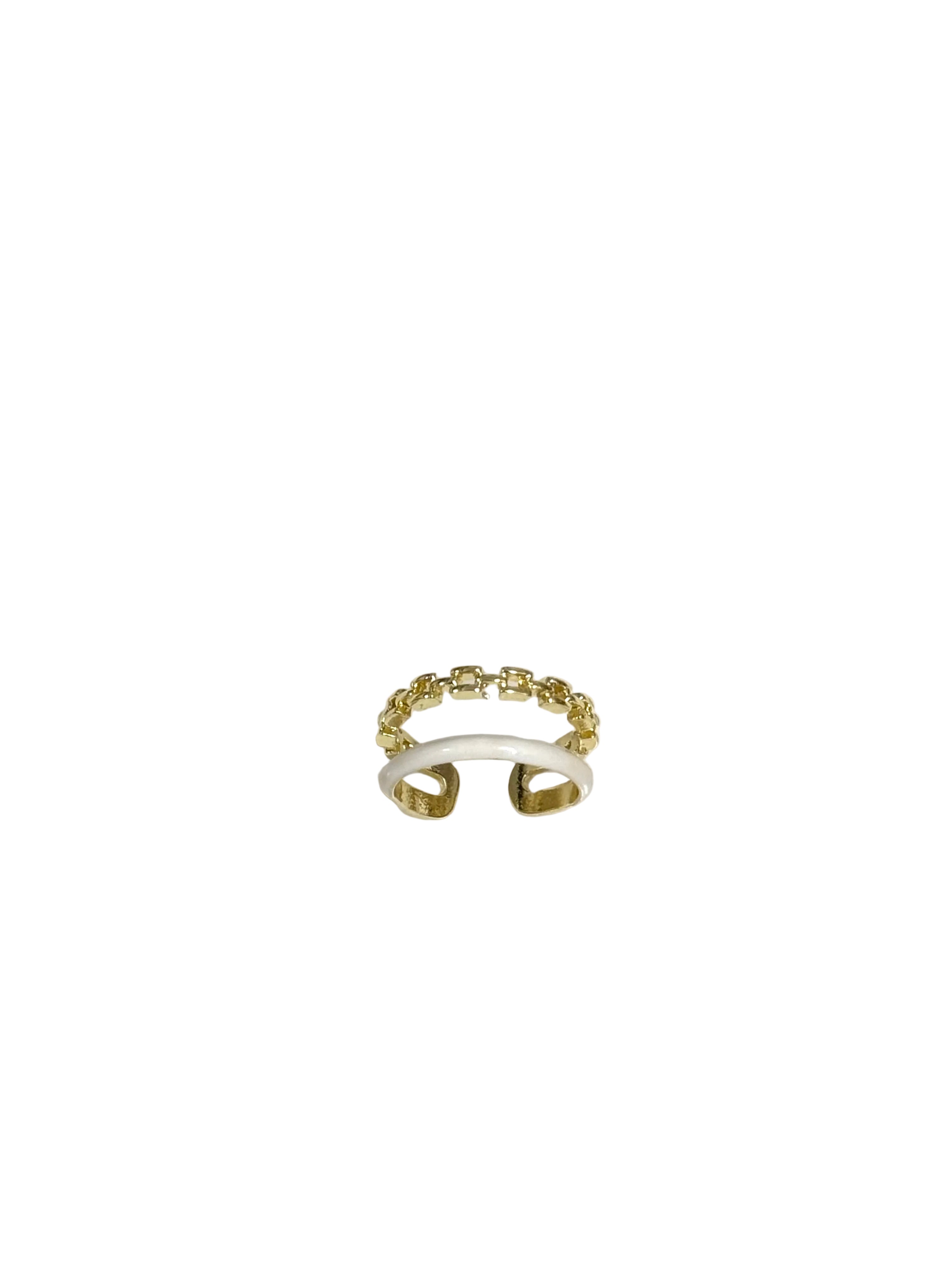 Gold White Chain Ring