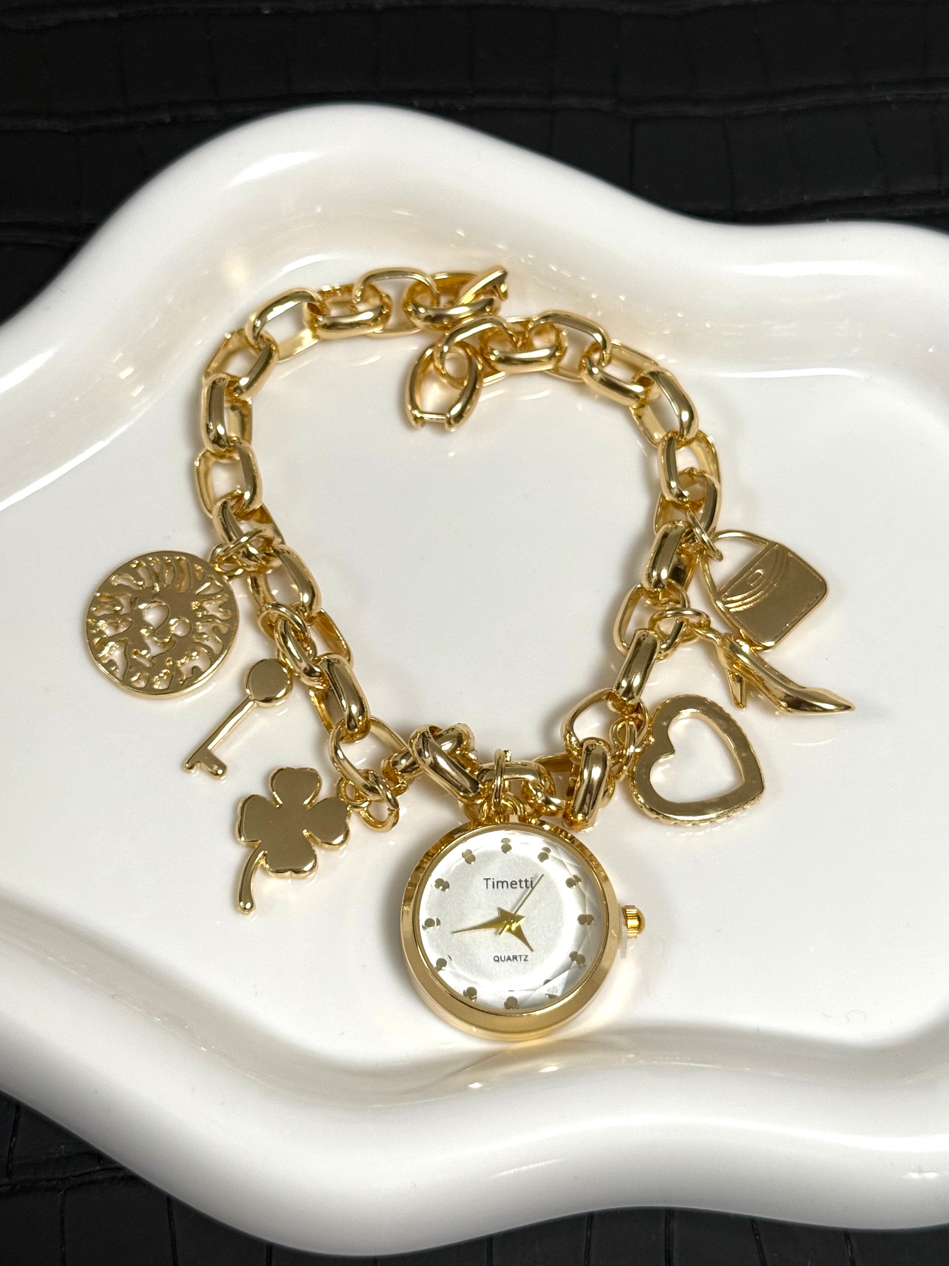 Gold Lucky Charm Bracelet Watch