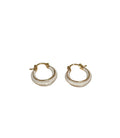 Gold White Enamel Hoop Earrings