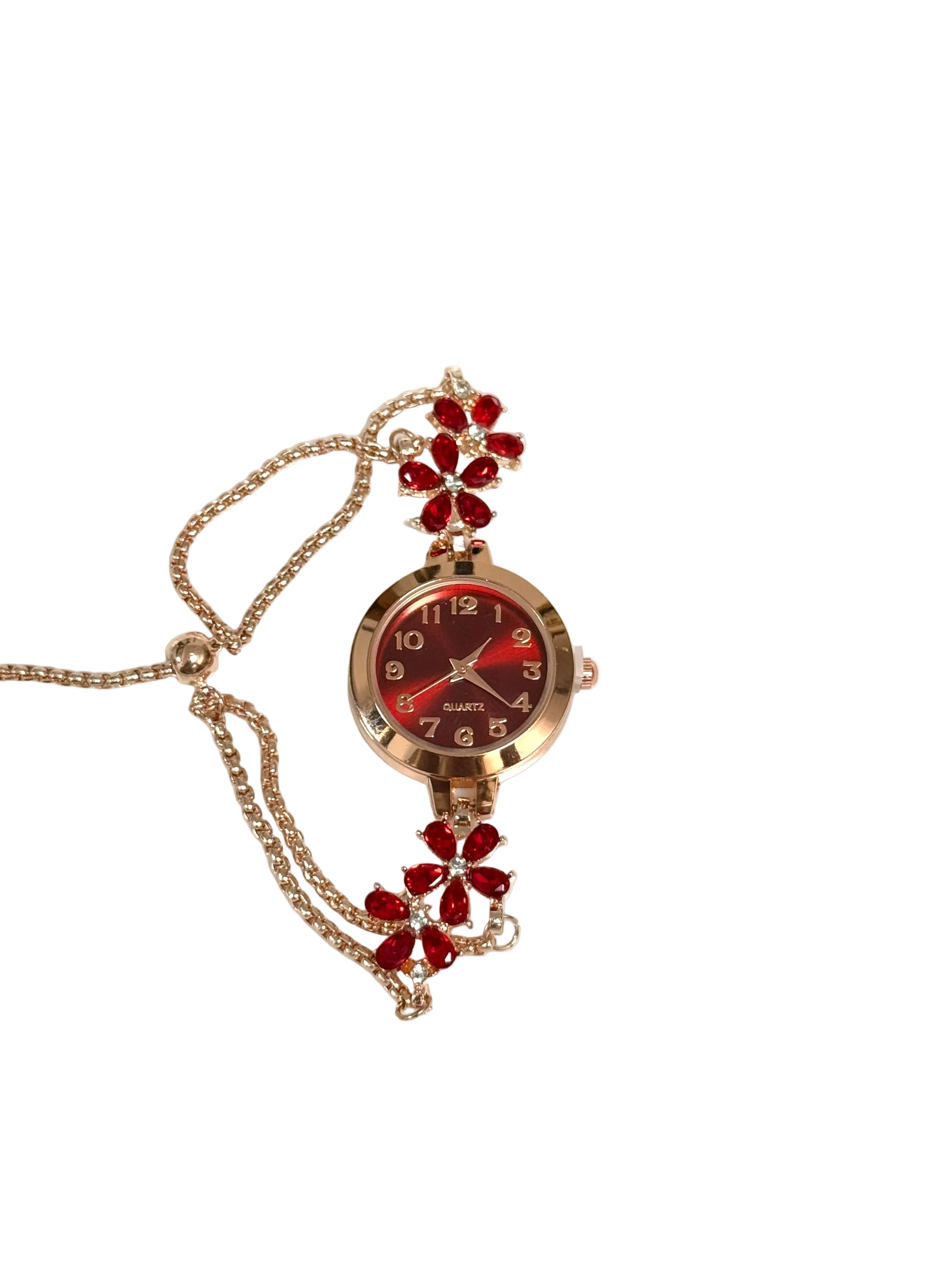 Red Flower Bracelet Watch