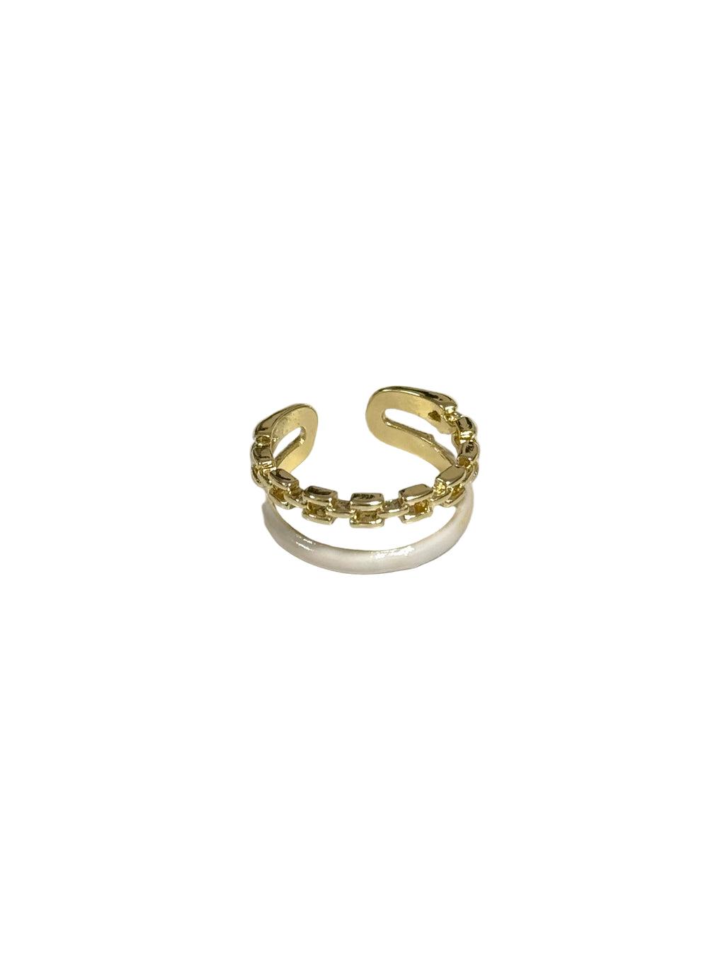 Gold White Chain Ring
