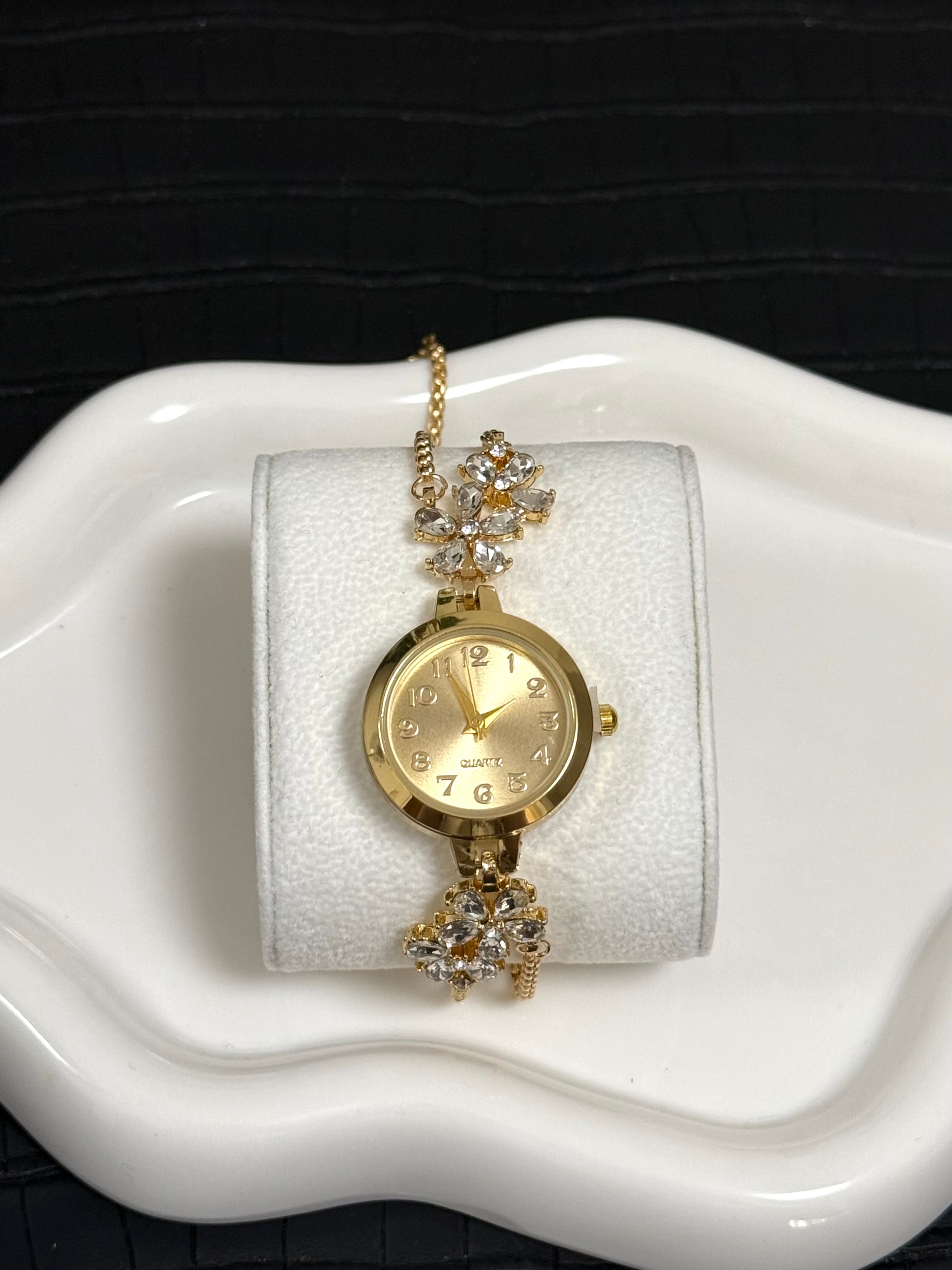 Gold Floral Bracelet Watch