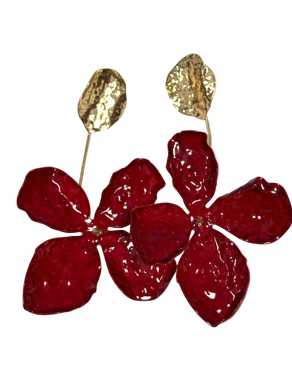 Red Flower Drop Earrings