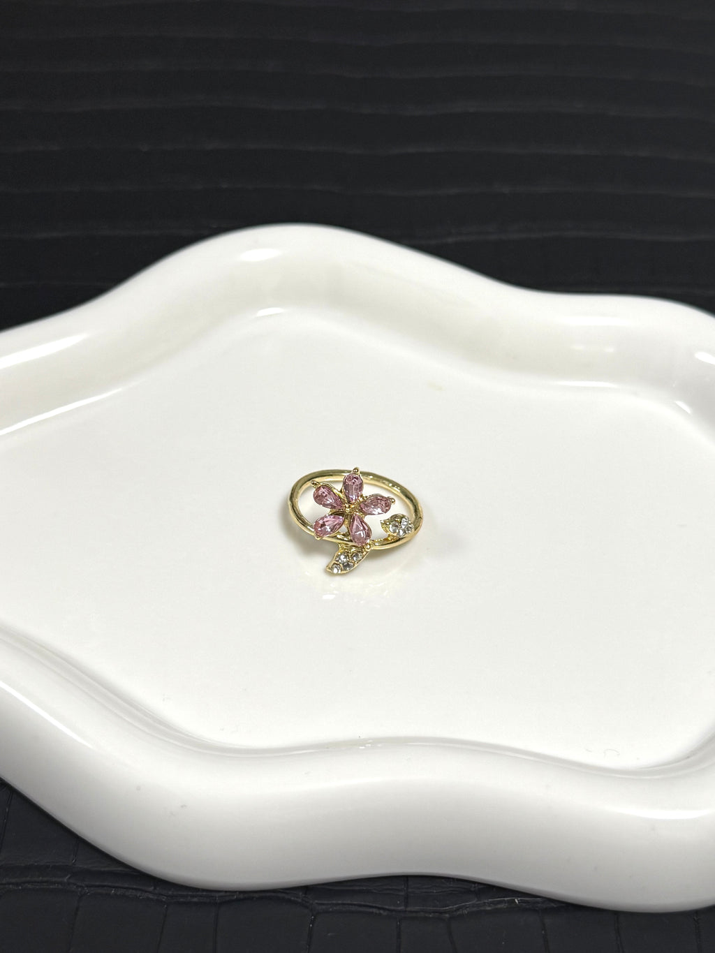 Pink Crystal Flower Ring