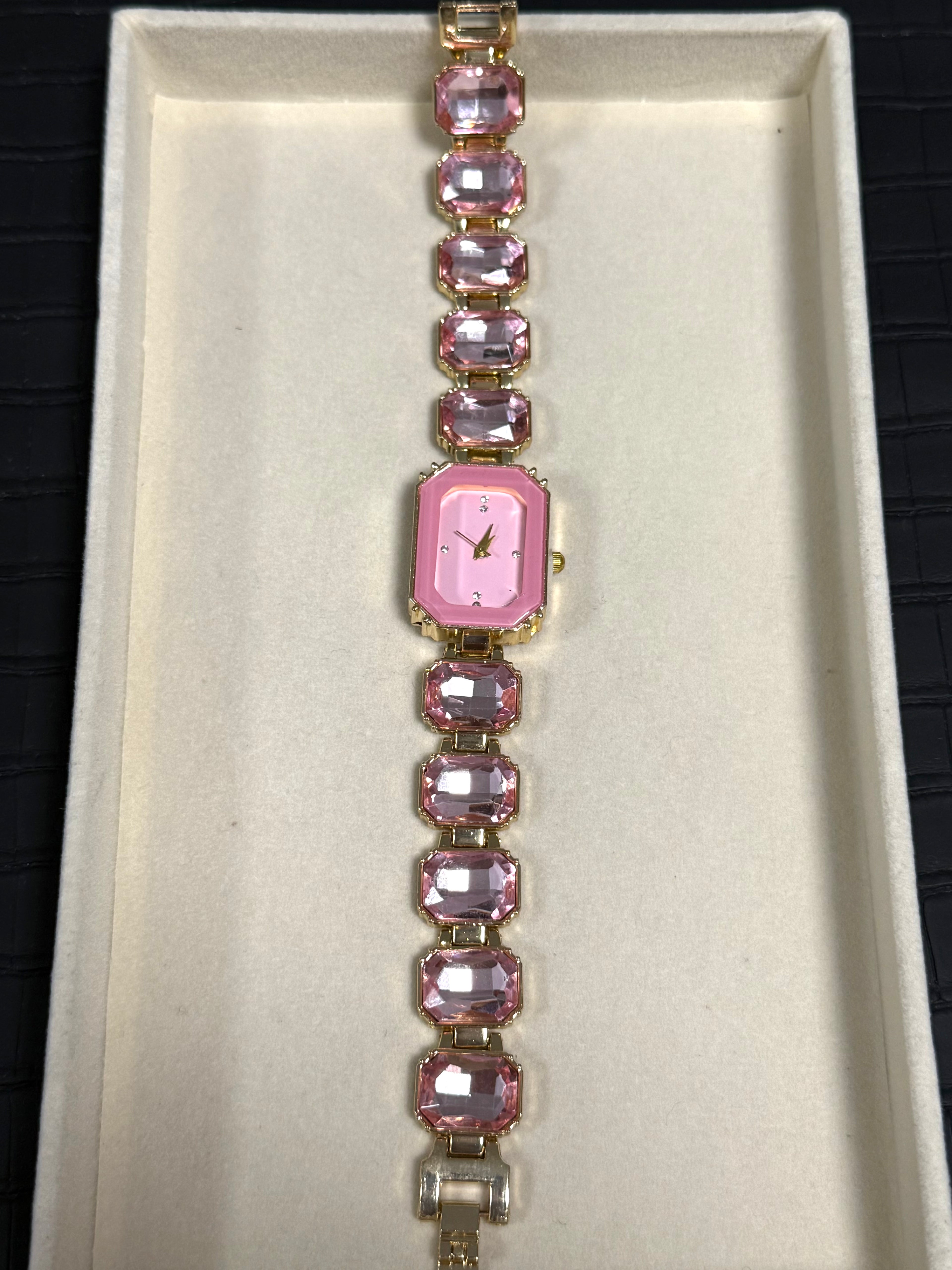 Pink Crystal Bracelet Watch