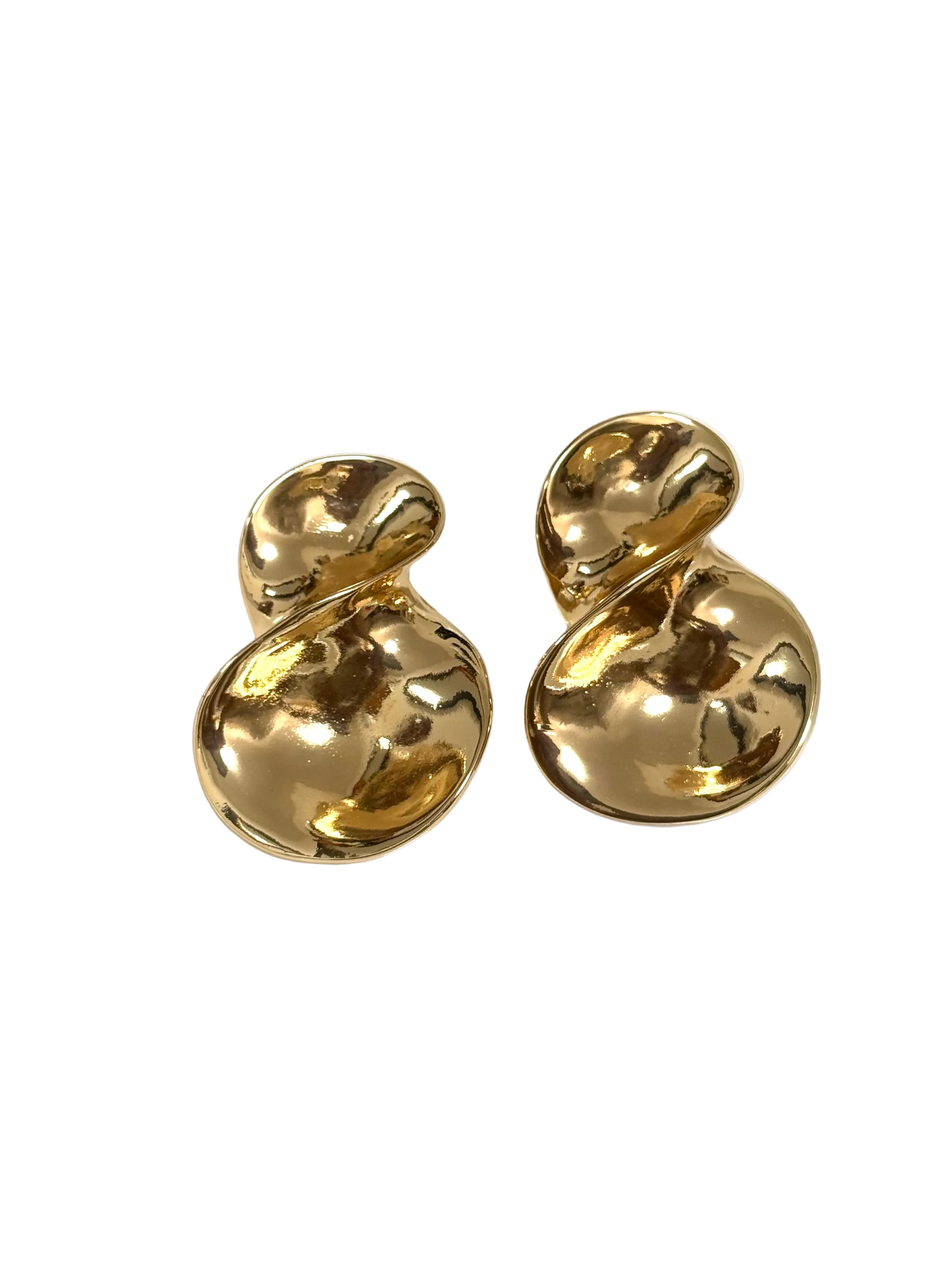 Gold Abstract Wave Earrings
