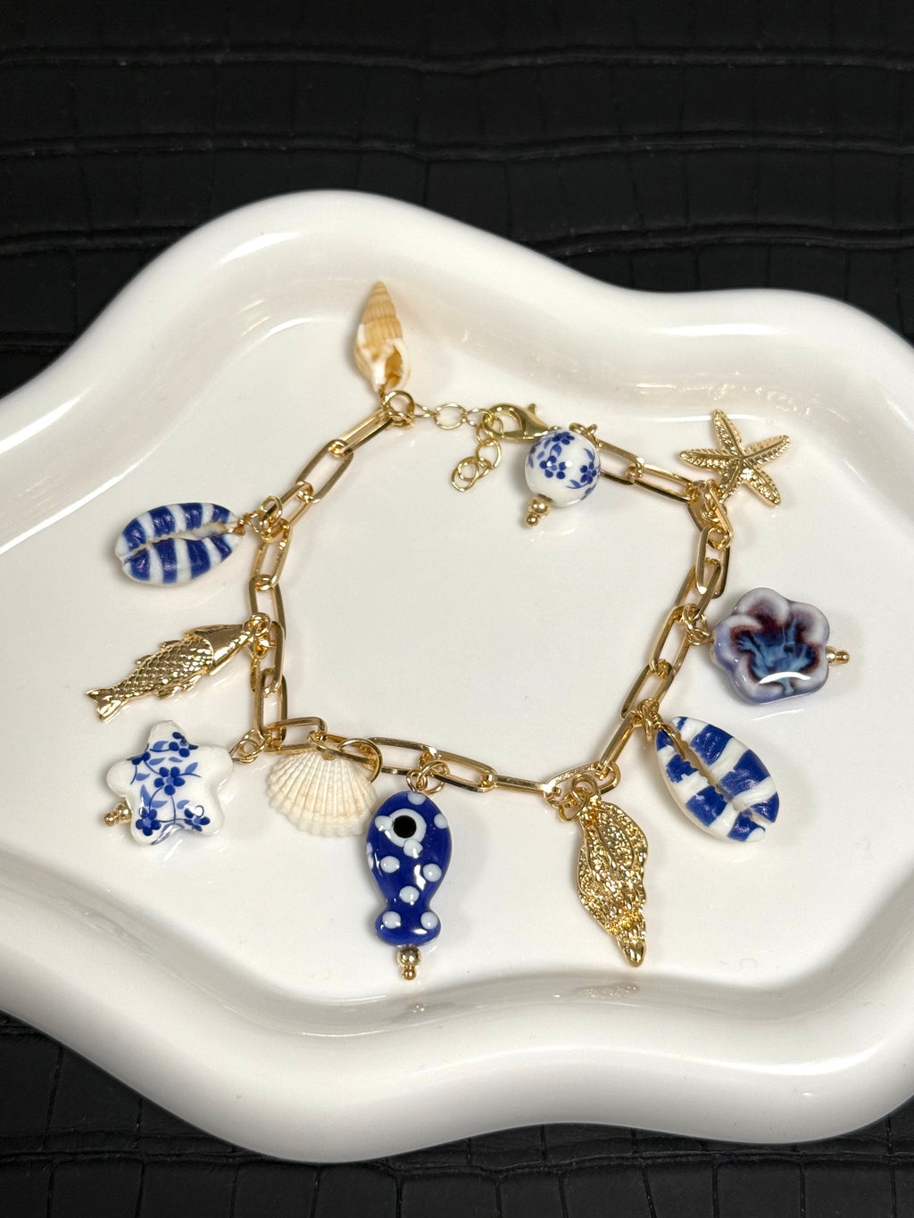 Blue Ocean Shell Charm Bracelet
