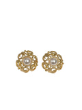 Gold Pearl Filigree Earrings