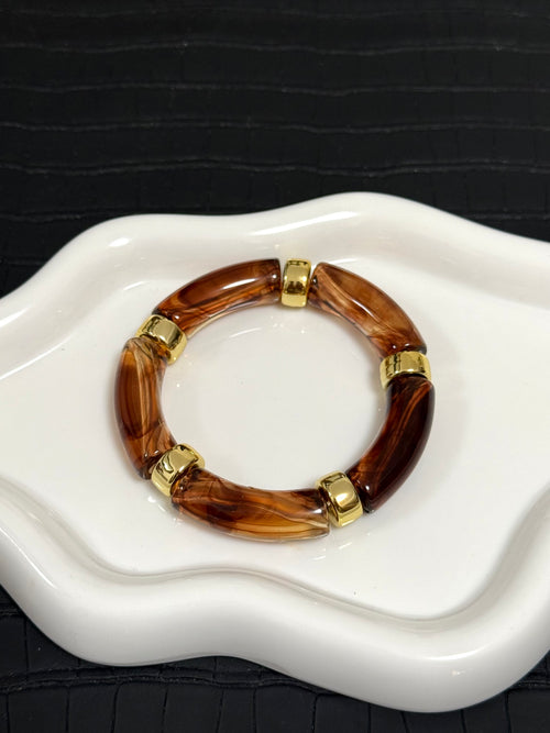 Amber Gold Bead Bracelet