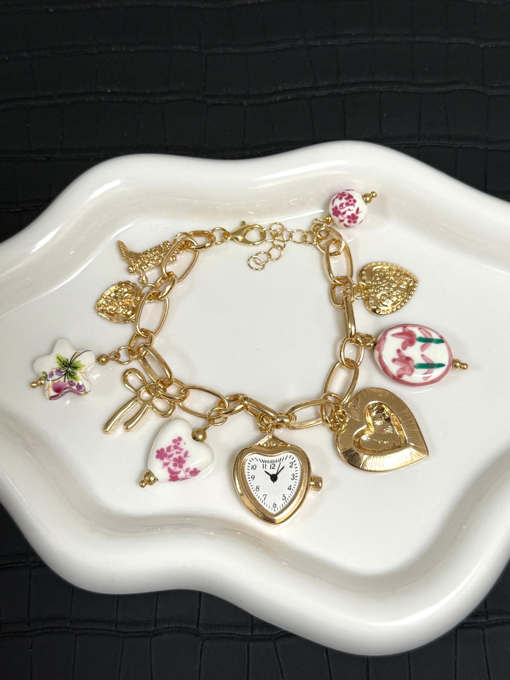Vintage Heart Charm Bracelet