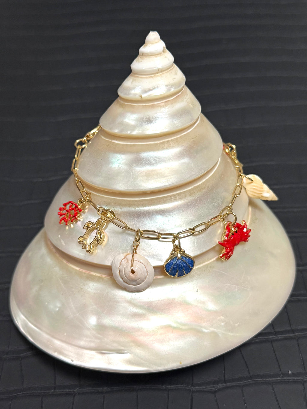 Crab & Shell Charm Bracelet