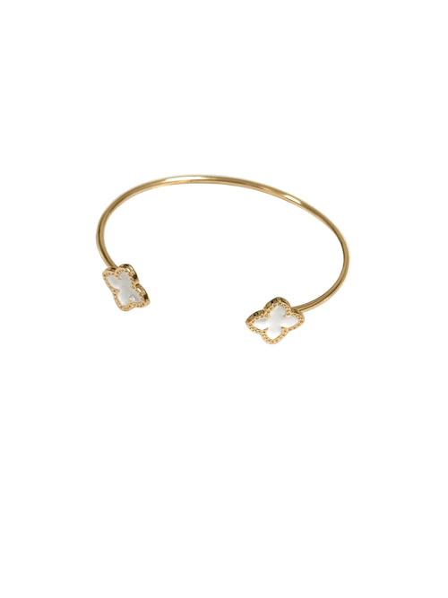 Elegant Gold Clover Open Bangle