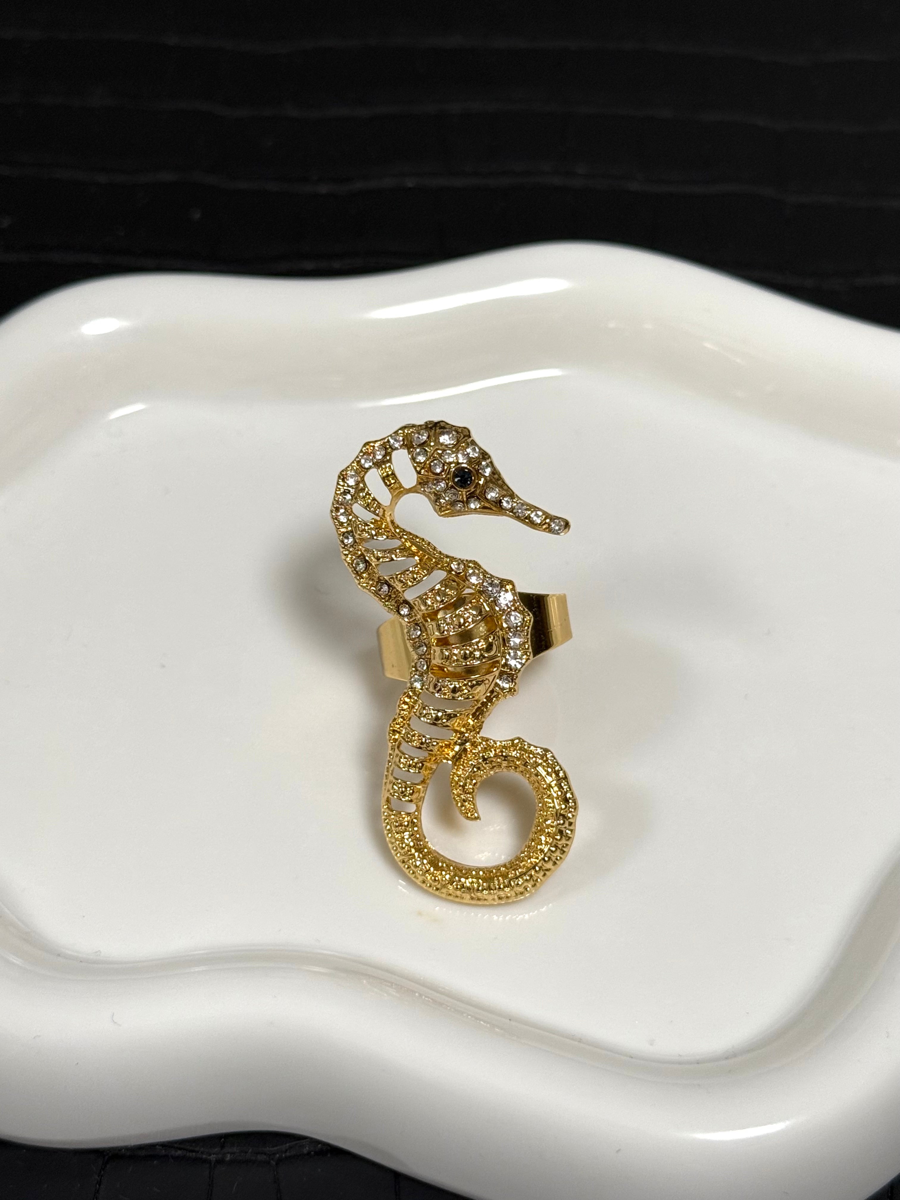 Gold Seahorse Ring