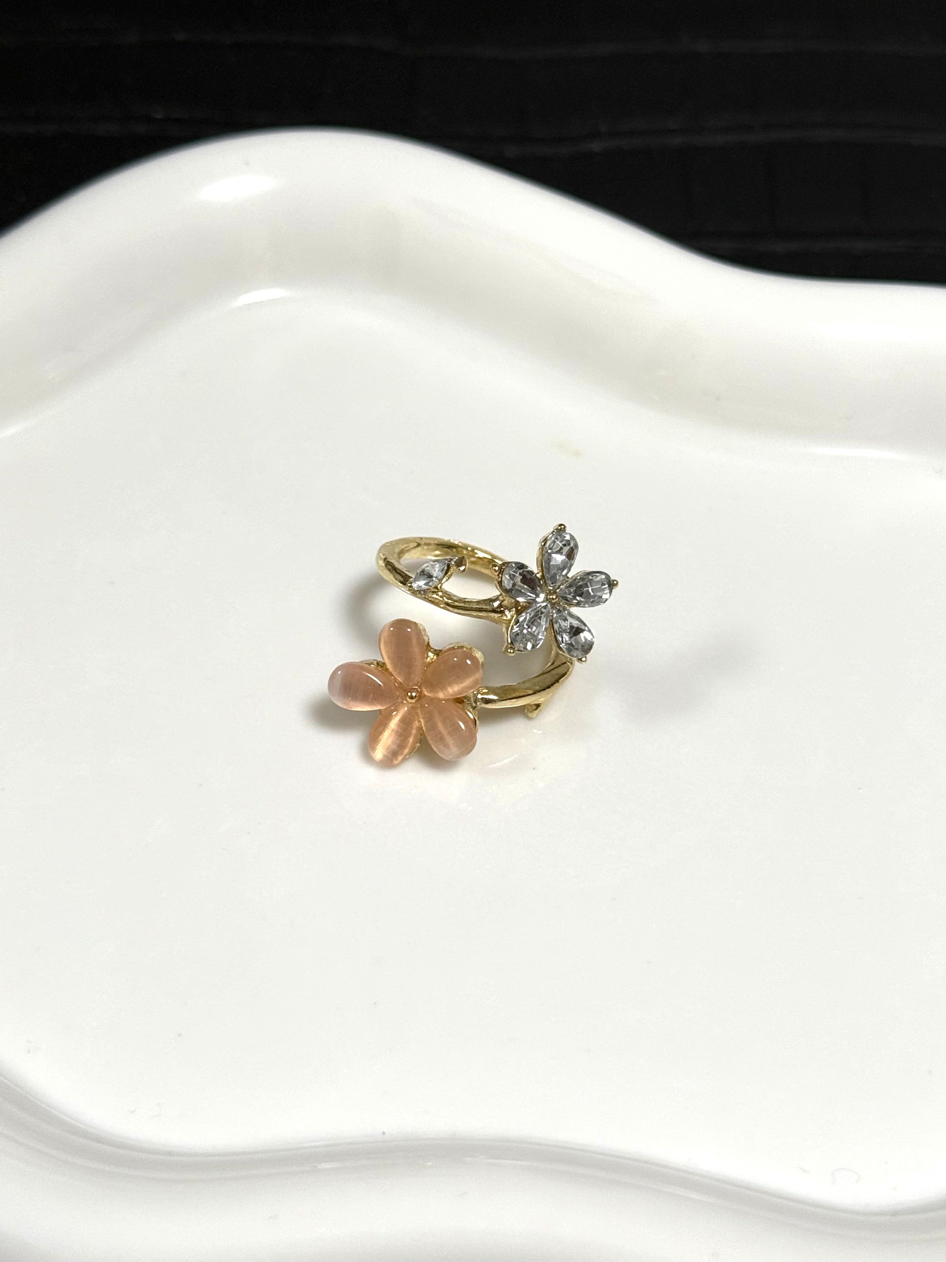 Peach Flower Crystal Ring