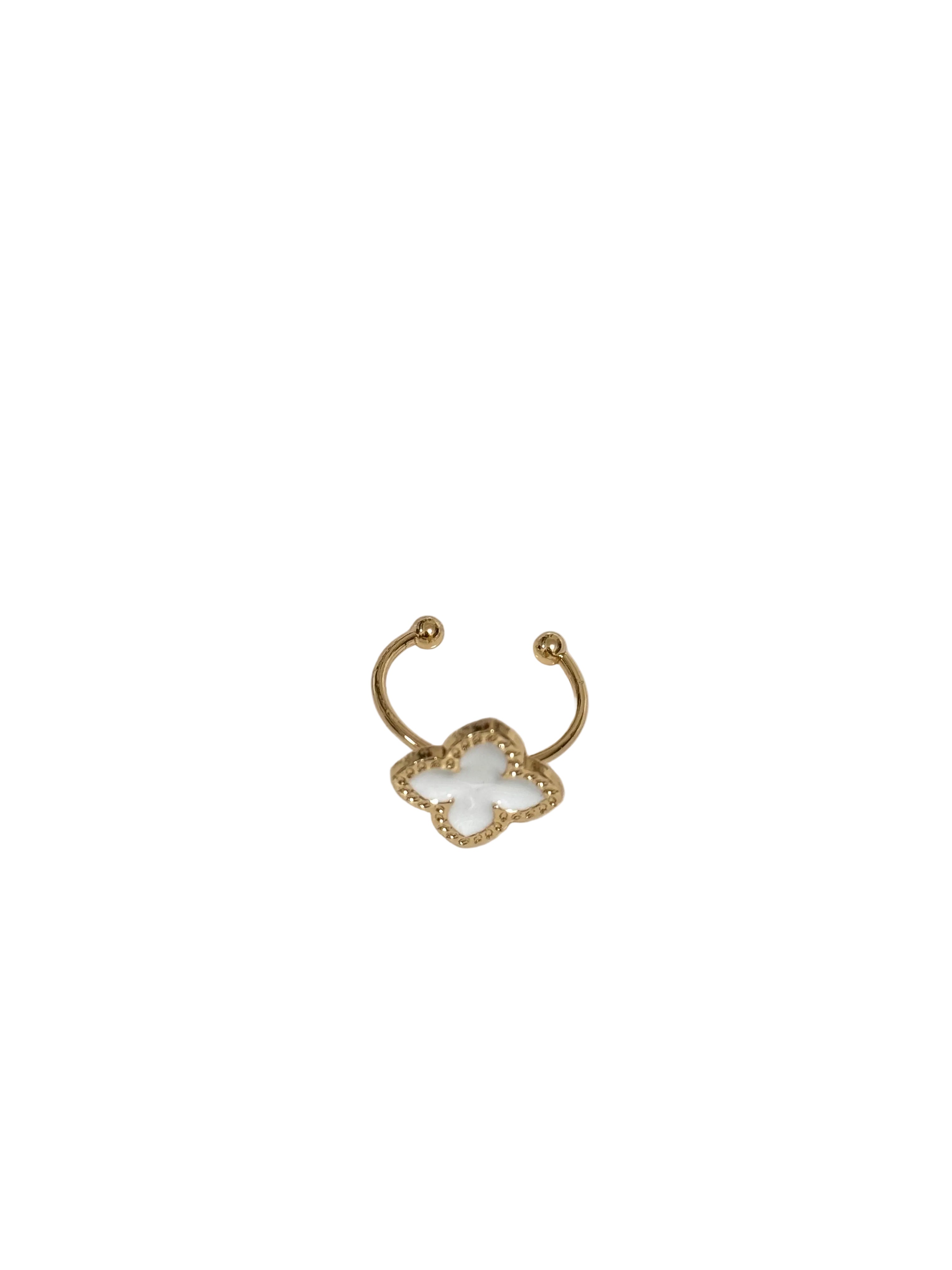 White Clover Adjustable Ring