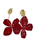 Red Flower Drop Earrings