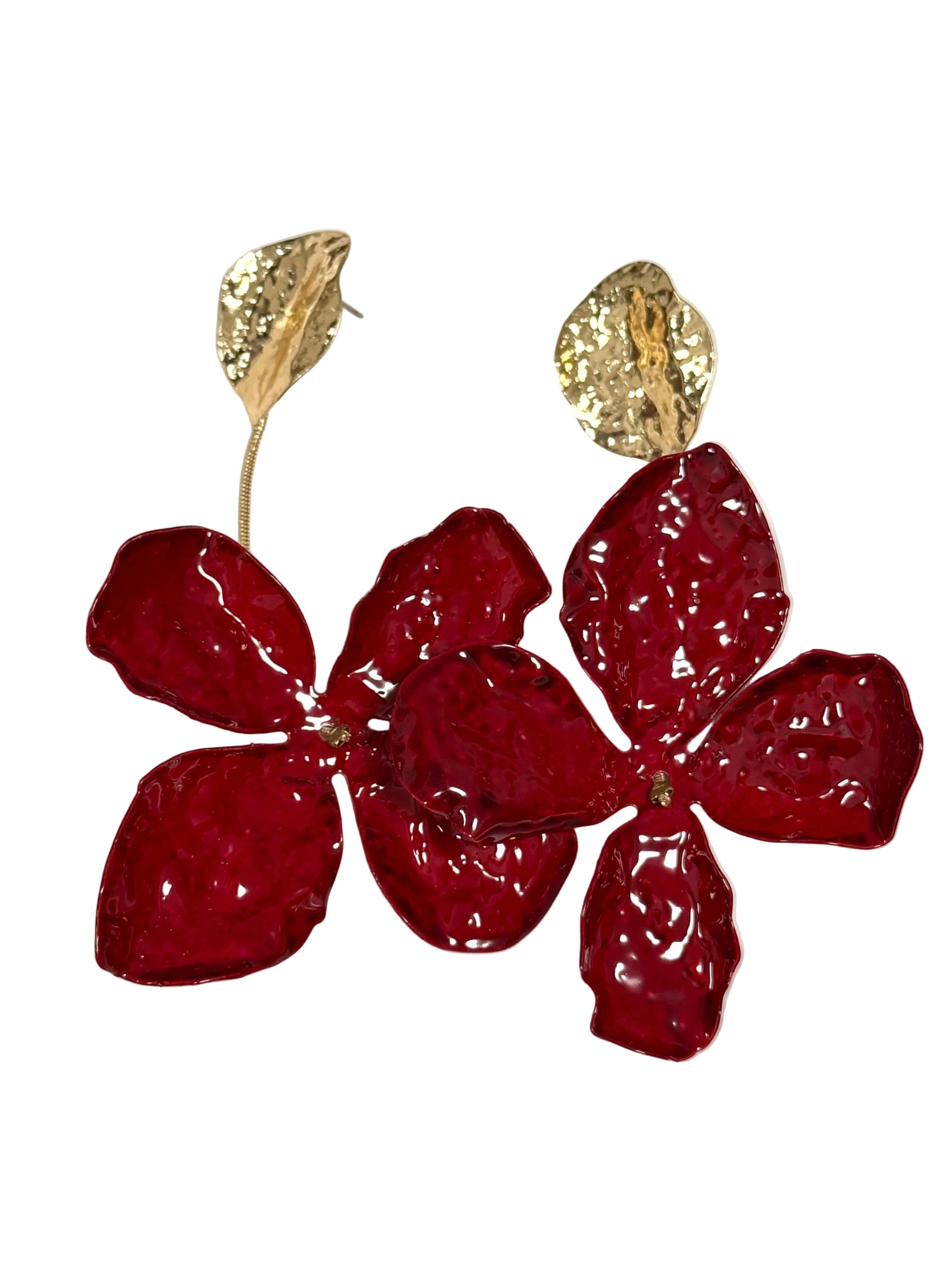 Red Flower Drop Earrings