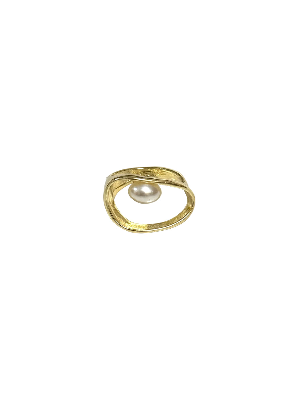 Gold Pearl Open Ring