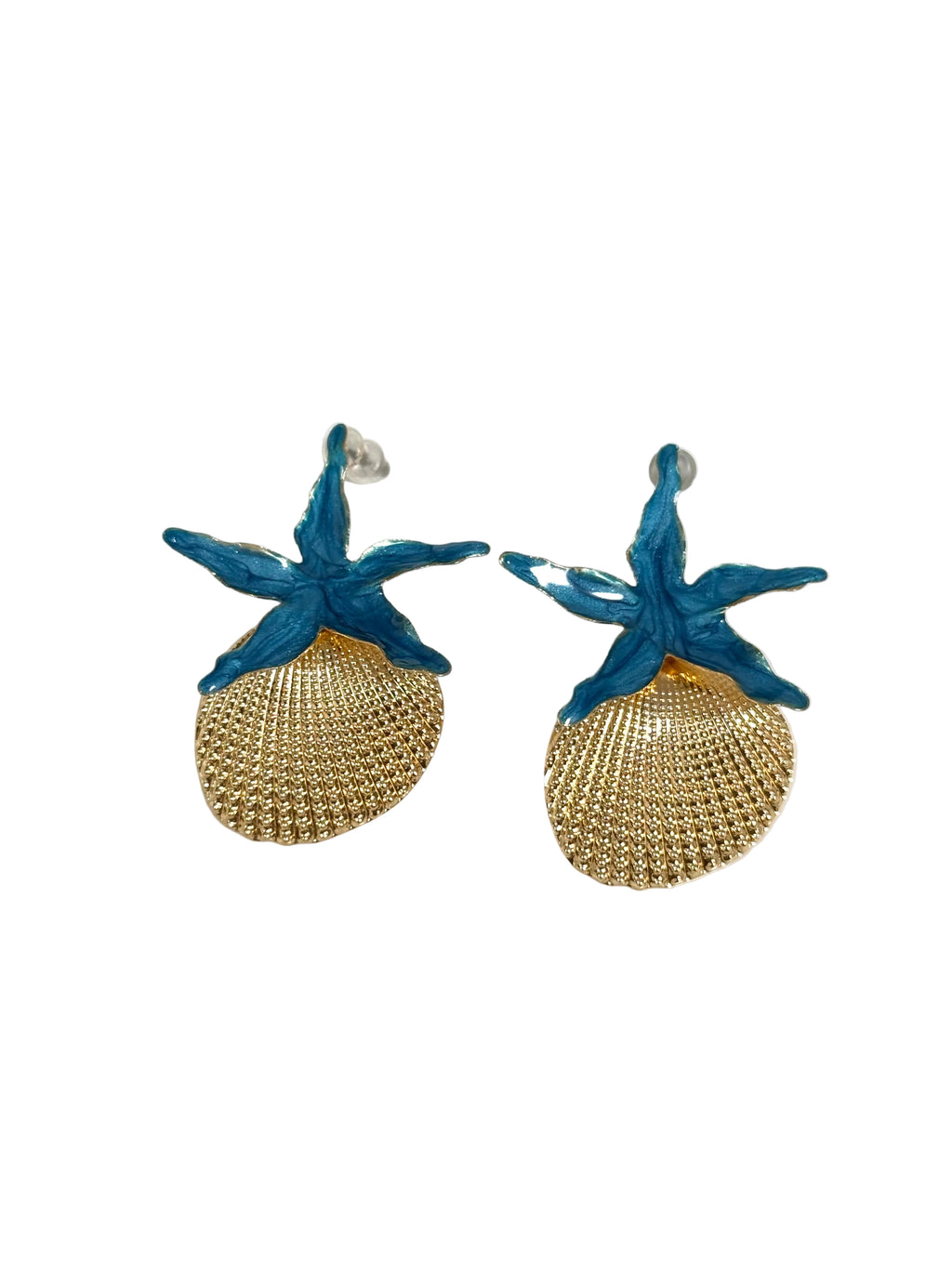 Blue Starfish Shell Earrings