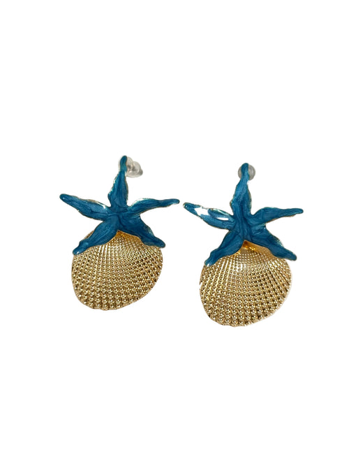 Blue Starfish Shell Earrings