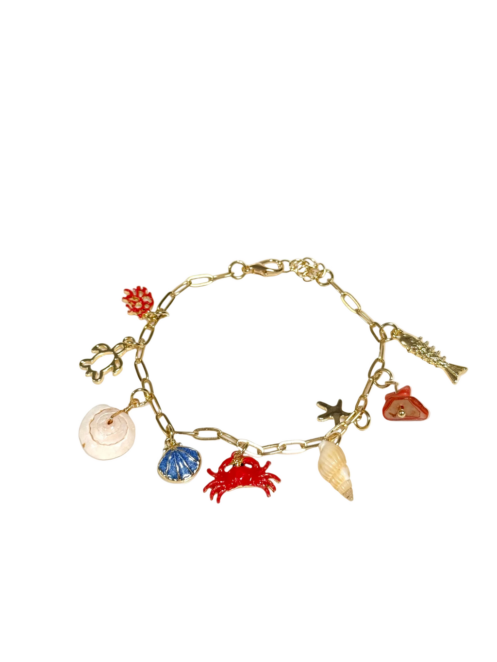 Crab & Shell Charm Bracelet